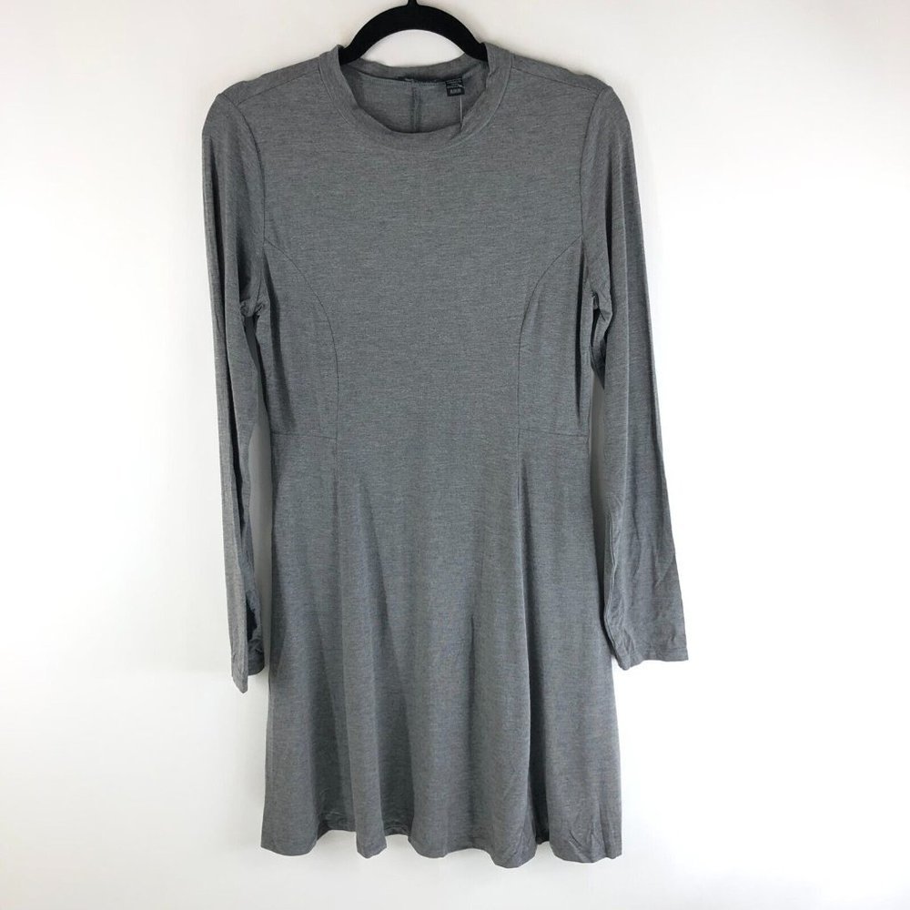 RDI Dress Mini A Line Long Sleeve Knit Stretch Crew Neck Gray Size M